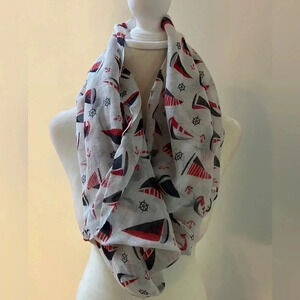 Anchors & sailboat print ladies infinity scarf